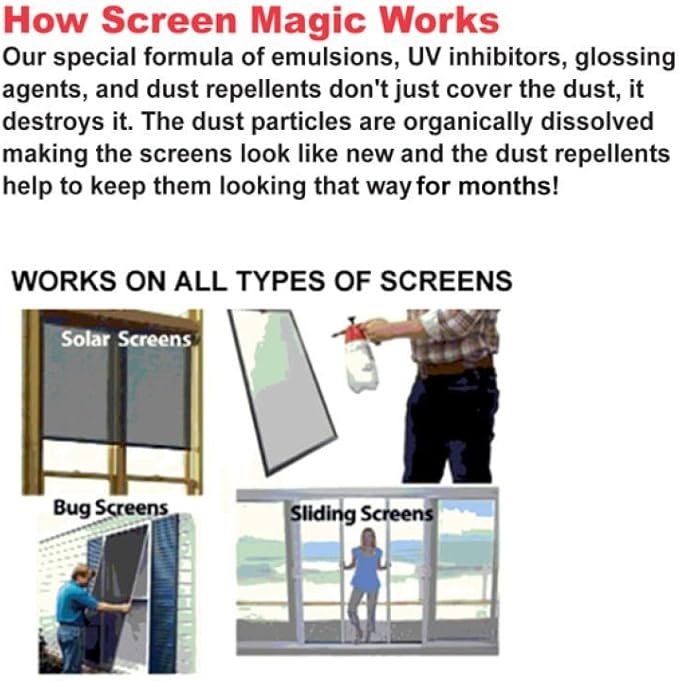 SCREEN MAGIC SM32T Screen Cleaner Spray - Trigger Sprayer For Windows &amp Doors - 2 Pack 32 Fl Oz Each