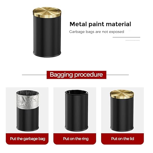 9L/2.4GAL Black Bathroom Trash CanGold Small Trash Can with LidGarbage cans for Bathroom HotelOfficeLundryPowder Room (ＢＬＡＣＫ)