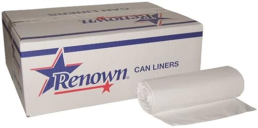 Renown REN21512-CA Trash Can Liners 24 x 32 15 gal 0.45 mil White (Roll of 50) (Pack of 10)