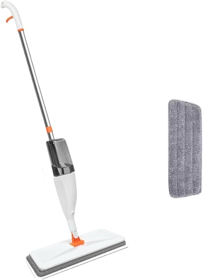 Large Household Spray Mop with Replaceable Microfiber Pad for Wet and Dry Cleaning Pads Rotating Broom(Mop - 2 Cloth -Hooks)