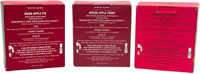 Bath &amp Body Works Wallflowers Refills FALL APPLE SCENT Collection 3pc Bundle with 40-Inch Red Holiday &amp Glittered Polka-Dot Ribbon Bow – Spiced Apple Toddy Honeycrisp &amp Warm Apple Pie (2-