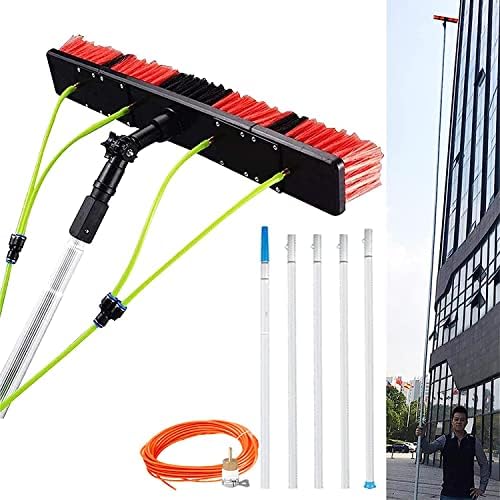 9m Water Fed Window Cleaning Pole Water/Hose Fed Pole Telescopic Window Cleaner Cleaning Photovoltaic and Solar Panels 9m Rod 50cm Brush Head