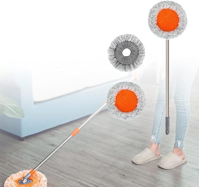 360° Rotatable Adjustable Cleaning Mop Extendable Wall Cleaning Mop with Long Handle Multifunctional Dust Mops Household Rotating Mops for Wall Ceiling Window Floor (Grey 55-110CM)