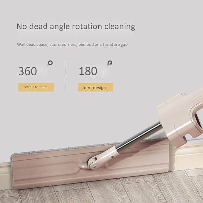 Professional Flat Floor Mop with 180° Rotation Automatic Reset Wet &amp Dry Cleaning for Wood Tile Laminate Floors – Stainless Steel Microfiber Cloth