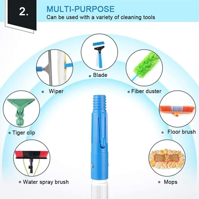 Photovoltaic and Solar Panel Cleaning Kit with 5m Extension Pole Window Glass Wall Cleaning Set for Trucks Includes 30cm Brush Head