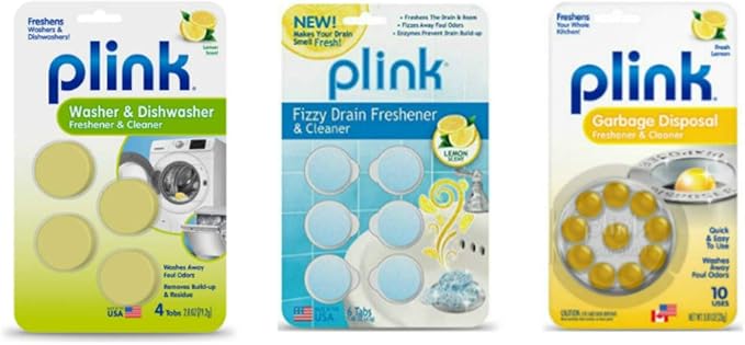 Plink Washer Dishwasher and Drain Freshener Cleaner Bundle