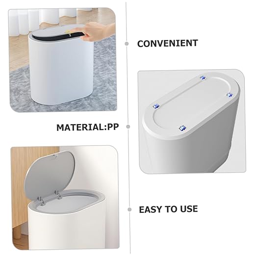 ABOOFAN Lidded Trash Bin Capacity Press Type Waste Basket for Kitchen Bathroom Bedroom Portable Nordic Style Waste Container for Home Use Compact Design Easy to Move