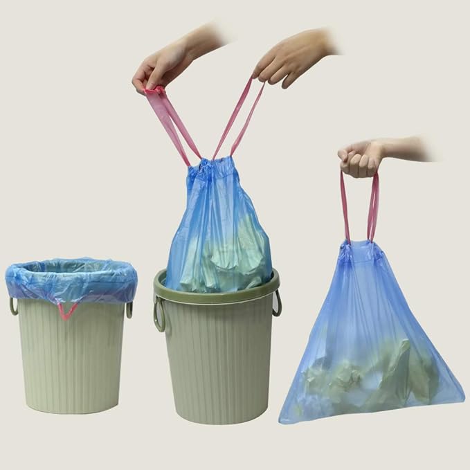 10 gallon kitchen Garbage Bags Trash Bags with Drawstring Blue 2 Rolls/110 Bags