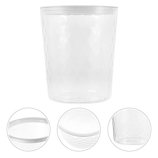 Transparent Trash Can Sturdy Round Wastebasket with Large Capacity for Bathroom Office Kitchen Portable Household Garbage Bin for Easy Sorting and Heavy Loads