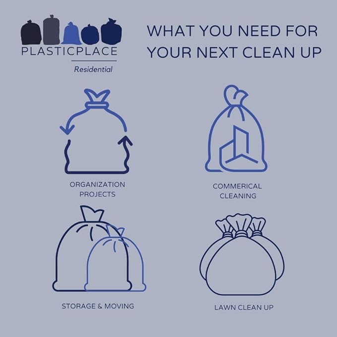 Plasticplace 13 Gallon Trash Bags │ 1.2 Mil │ White Extra-Large Drawstring Garbage Can Liners │ 24 x 31 (50 Case) (Pack of 2)