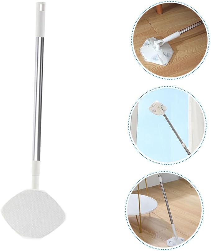 Dust Mop Set with Rotatable Flat Mop Head and Dry Cloth Refill for Hardwood Floors Suitable for Desktop and Floor Use