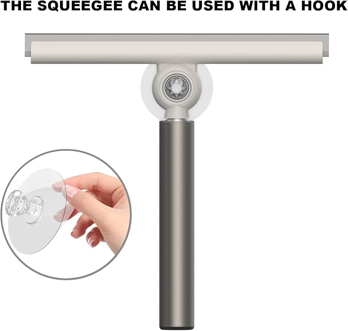 Extendable Shower Squeegee for Glass Doors Shower Squeegee with 10-Inch Silicone Blade Telescoping Handle for Windows and Shower Glass Silver