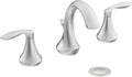 Moen Eva Chrome Transitional Two-Handle High-Arc Widespread Bathroom Faucet with Drain Assembly Valve Required T6420