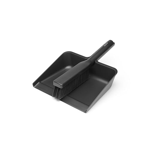 Brabantia Dustpan and Brush Set - Dark Gray | Dust Pan and Brush with Comb | Click-Together Storage | Effective Sweep Up | Space-Saving Cleaning Tool | Hand Brush &amp Pan | 13 x 3.5 x 9.4 in