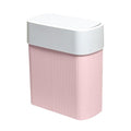 Bathroom Trash Can with Lid 12L Small Plastic Garbage Can for Kitchen with Press Top Lid 3.2 Gallon Slim Dog Proof Wastebasket Trash Bin for Office Bedroom Living Room Home Cabinet-Pink