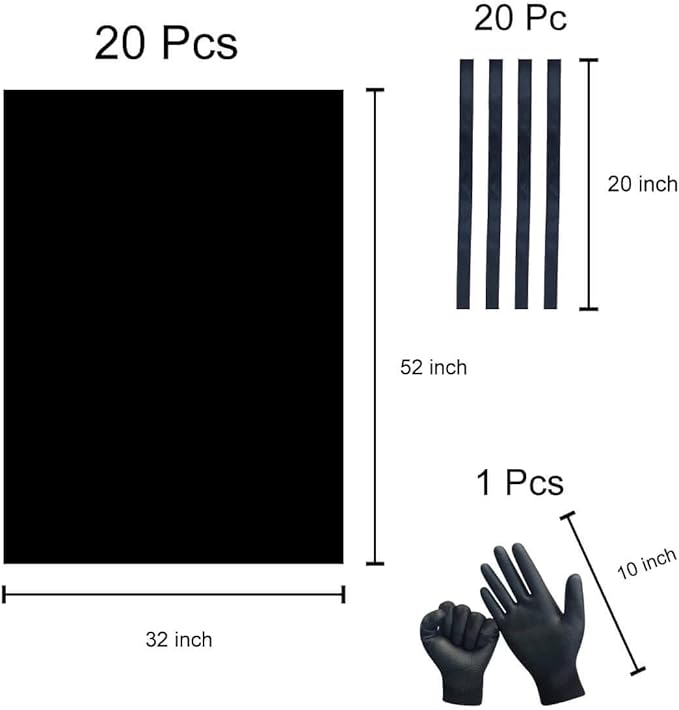 Heavy Duty 3 MIL Black Trash Bags 32x52 20-Pack with Gloves 50/55/60 Gallon Contractor Garbage Bags for Industrial Commercial Yard Cleanup &amp Construction (Extra Thick Tear Resistant)