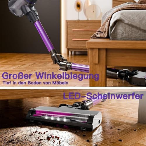 Cordless Vacuum Cleaner - 11000Pa Suction Power 45min Runtime Lightweight Handheld Design for Pet Hair &amp Carpets
