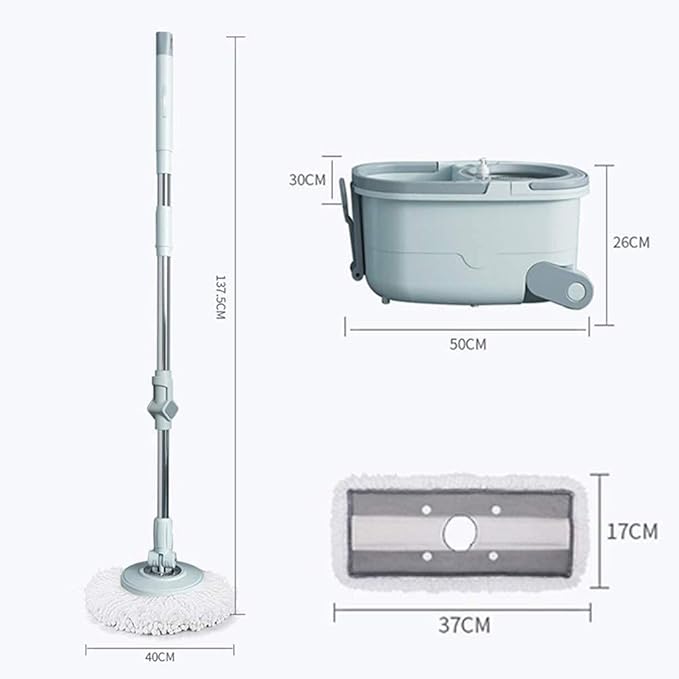Microfiber Spin Mop &amp Bucket Floor Cleaning System Tool with Wheels Easy Wring Dryer Stainless Handle