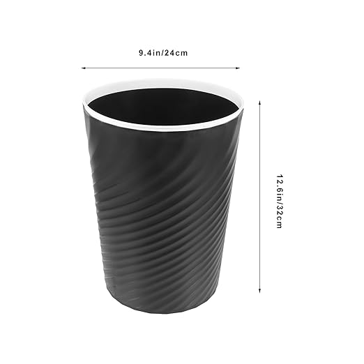 Trash Can Large Black Open Top Household Trash Bin with Pressure Ring Plastic Wastebasket for Office Bathroom Bedroom Use