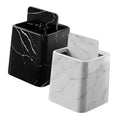 VOSAREA 2Pcs Small Decorative Marble Pattern Trash Can with Swing Lid Compact Lidded Wastebasket for Bathroom Bedroom Kitchen and Office Easy to Clean Material Fits Standard