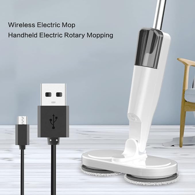Cordless Electric Mop Scrubber Floor Cleaners Electric Spin Mop with Water Tank and Spray 60 min-Running Powerful Hardwood Electric Floor Cleaner Machine for Hard Floor Tile (White)