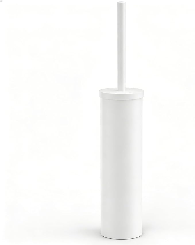 Stainless Steel Toilet Brush and Holder Set Wall Mount Heavy Duty Toilet Bowl Brush Oil Rubbed Matte White Toilet Brush Set with Long Handle for Bathroom and Farmhouse