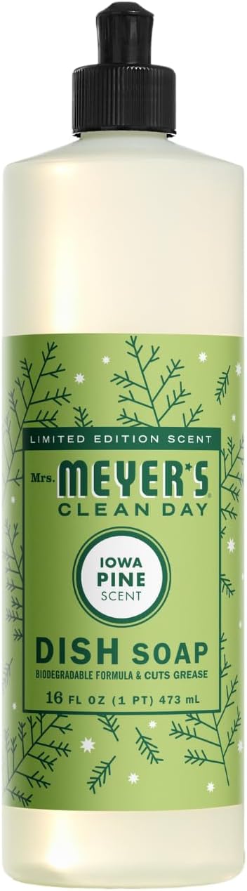 Mrs. MEYER'S CLEAN DAY Dish Soap 3 Pack Variety 16 OZ Each 1 CT (Iowa Pine + Peppermint + Gingerbread (Dish Soap))