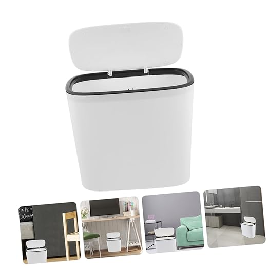 PRETYZOOM Compact Mini Trash Can Lid Automatic -up Design for Bathroom Bedroom Kitchen and Office Reusable Waste Basket for Home Use