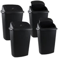 Kitchen Trash Can 13 Gallon with Swing Lid Plastic Garbage Can Waste Bin Recycle Bin and Waste Basket for Home Office Garage Patio Restaurant (Black 4 Pack)
