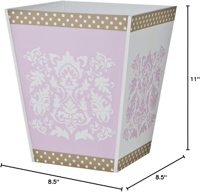 Baroque Damask Wastebasket (Pink/Mocha)
