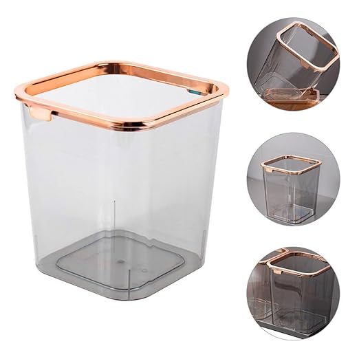 Kichvoe Portable Transparent Trash Waste Bin for Home Office Simple Design for Bedroom Kitchen Rubbish Container for Organization