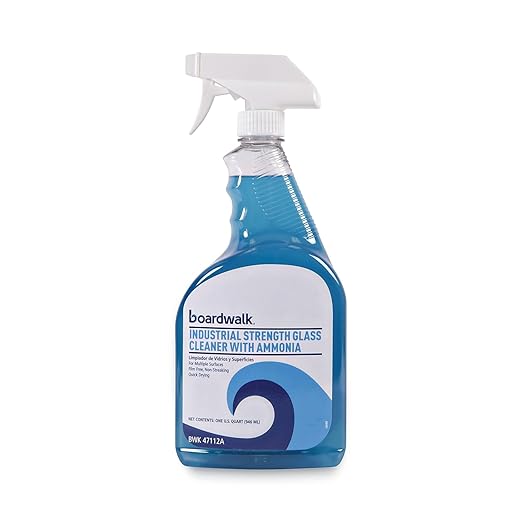 Boardwalk BWK37112A Industrial Strength Glass Cleaner with Ammonia 32 oz Trigger Bottle (Case of 12)