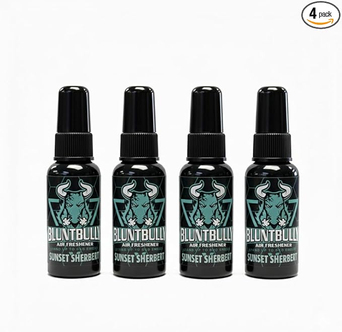 Blunt Bully Air Freshener (Sunset Sherbet) (4 Pack) Premium Oil Based Air Freshener Spray. Long-Lasting Room Bathroom Office &amp Car Scent | Eliminates Odors from Smoke Pets &amp More