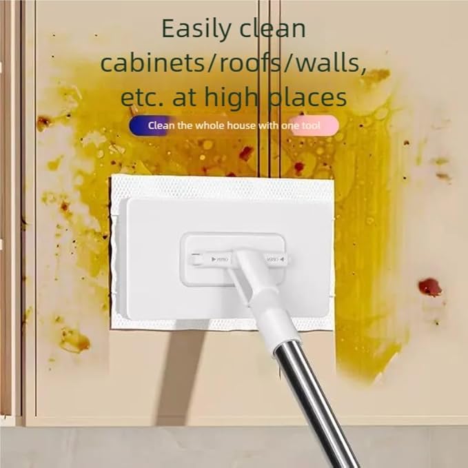 Quick-Change Microfiber Mop Stick with 10 Reusable Pads - 40 Lightweight Telescopic Handle Easy One-Touch Clip Washable Pads for Floor &amp Household Surface Cleaning