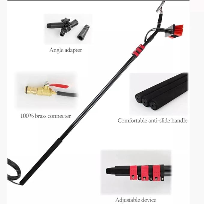 6M-10.8M Window Cleaning Pole Outdoor Window Cleaner Kit Water/Hose Fed Pole Window Cleaning Brush Equipment Cleaning Photovoltaic and Solar Panels/5.4M/18(10.8m/36ft