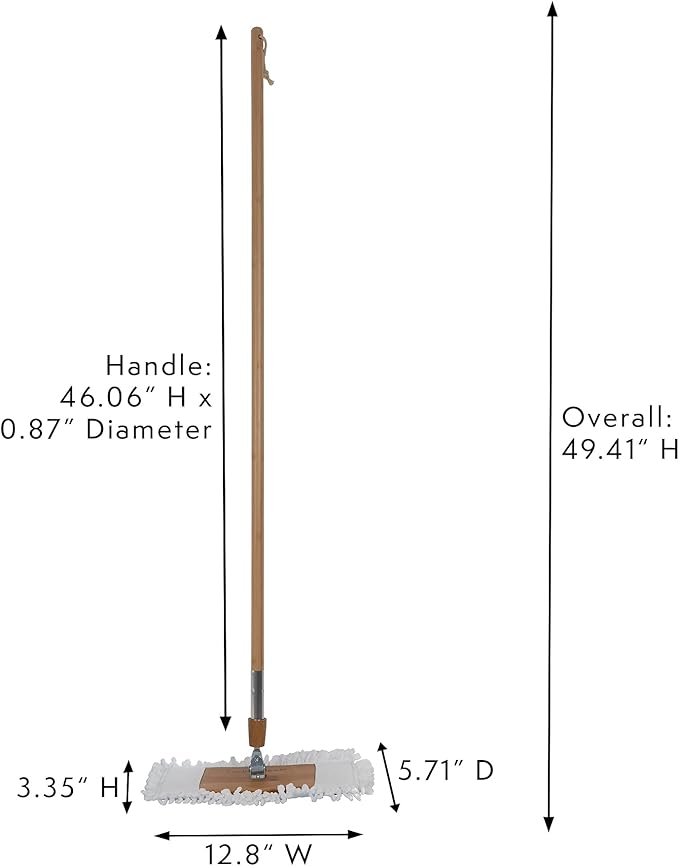 Harper Live.Love.Clean. Bamboo 2-in-1 Smooth Surface Wet/Dry Dust Mop with (2) Washable Wraparound Pads for Cleaning Dust Pet Hair &amp Fine Dry Dirt