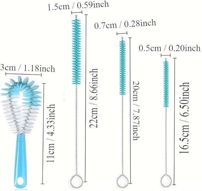 8 Boxed Wine Bottle Cleaning Brush Set for Narrow Wine/Beer Bottles/Thermos/jugs/sp Long Handled Black Cleaner(Yellow)