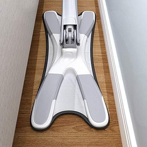 Manual Extrusion Flat Mop with Hands-Free Wringing Microfiber Replaceable Pads Stainless Steel Telescopic Rod Household &amp Window Cleaning