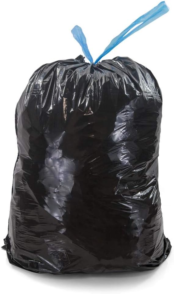 Strong Large 30 Gallon Drawstring Trash Bags Black Can Liners Kitchen Garbage Bags Multipurpose 56 CT Home Lawn Bags