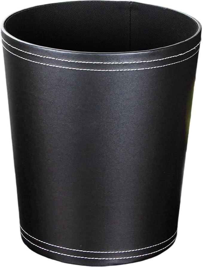 Pu Leather Trash Can Leather Waste Bin Wastebasket Small Garbage Cans Waste Paper Basket for Bedroom Home Office