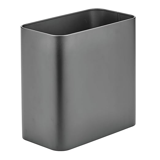 mDesign Small Metal 2.4 Gallon/9 Liter Trash Can Wastebasket Garbage Bin for Bathroom Slim Rubbish Waste Bin Trashcans - Mirri Collection - Graphite Gray