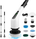 Electric Spin Scrubber Cordless Cleaning Brush with 8 Replaceable Heads Adjustable Handle Dual Speed Power Scrubber for Bathroom Bathtub Floor Tile and Kitchen Cleaning