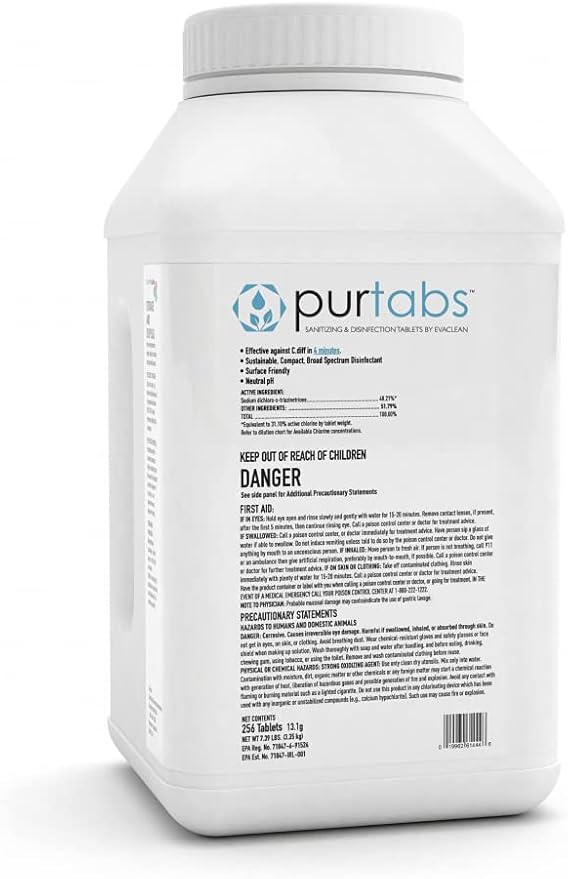 13.1G Sporicidal NaDCC Tablet Disinfectant - Multipurpose Concentrated Dissolving Tabs for Bulk Solution Use with Protexus Handheld Electrostatic Sprayers for Cleaning and Disinfecting
