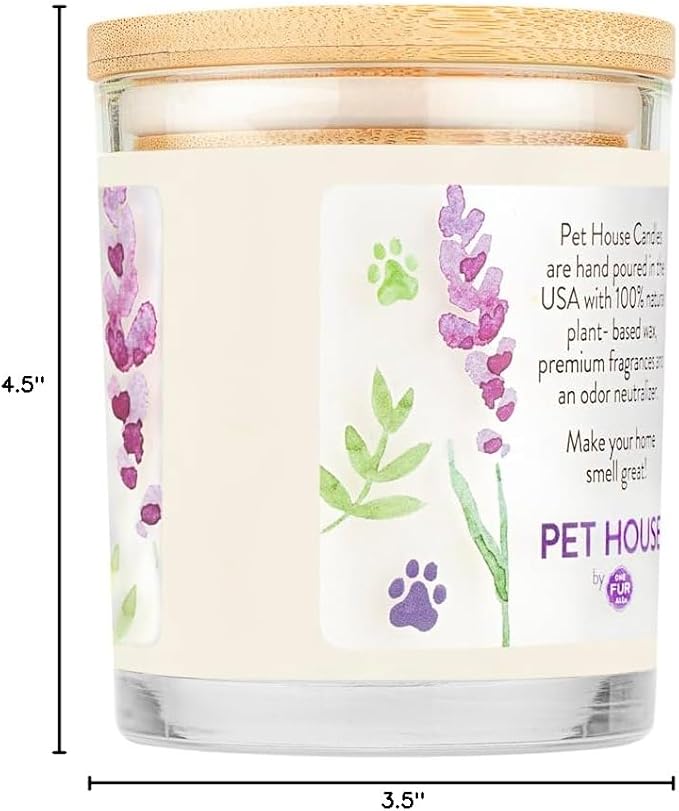 One Fur All Pet House Candle 2 Pack - Plant-Based/Soy - Clean Burning Scented Long Lasting Pet Odor Candle for Home - Lavender Green Tea