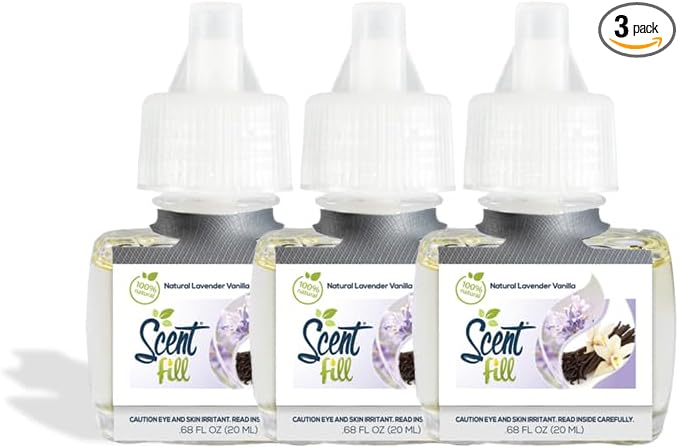 Scent Fill 100% Natural Lavender Vanilla Plug in Air Freshener Scented Oil Refills 3 Refills