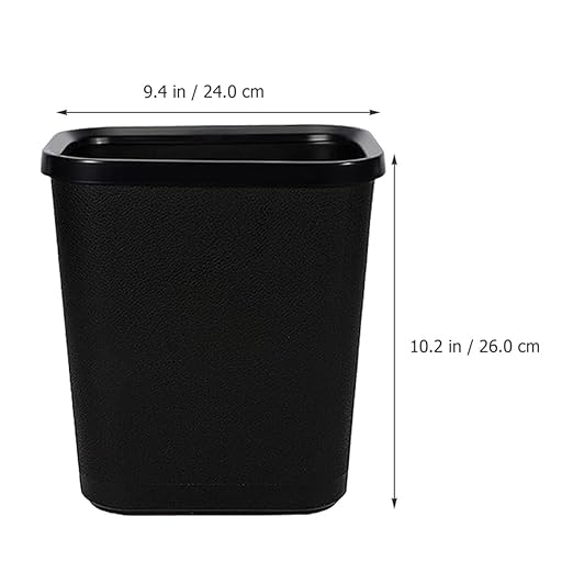 Thickened Plastic Trash Can Wastebasket Narrow Rectangular Open Garbage Bin with Press Ring Black Home Rubbish Can for Bathroom Bedroom Office Hotel Use