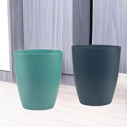 2 Gallon Small Trash CanOval Small Trash Bin Wastebasket for Bathroom Bedroom Kitchen Countertop Under Sink (2 Pack Blue+Green)