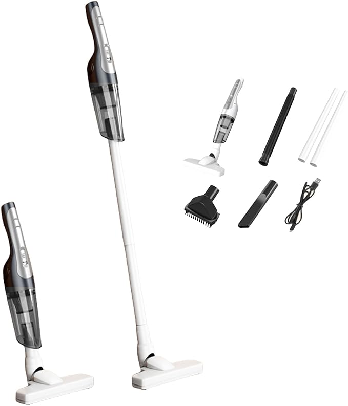 Cordless Stick Vacuum 7500Pa Powerful Suctiona - 360° Rotating Vacuum Cleaners for Home with Crevice Tool Type-C Rechargeable Lightweight Vacuum Cleaner for Home Hardwood Floors(Gray)