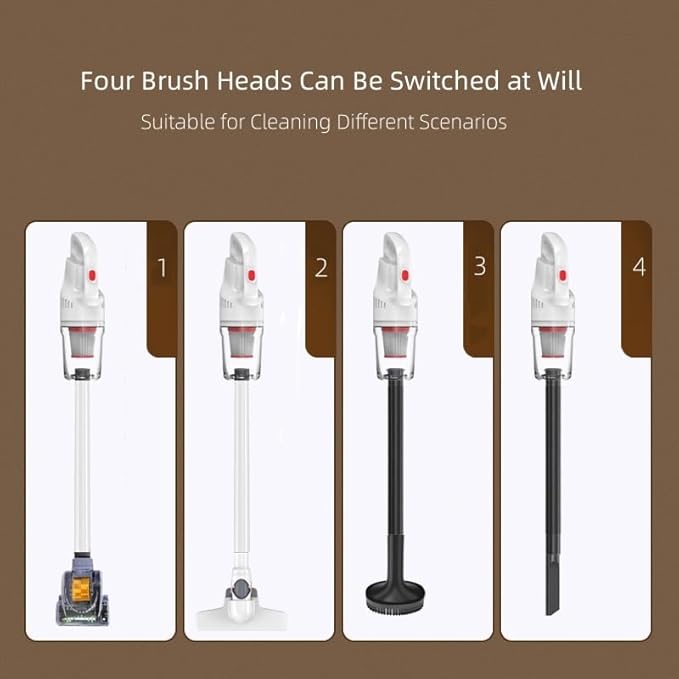 Aoun Cordless Rechargeable Stick Vacuum Cleaner with Bed Vacuum 2-in-1 Mattress Vacuum and Handheld Vacuum 15000pa Suction Upright Vacuum with HEPA Filter Household Stick Vacuum for Hardwood Floor