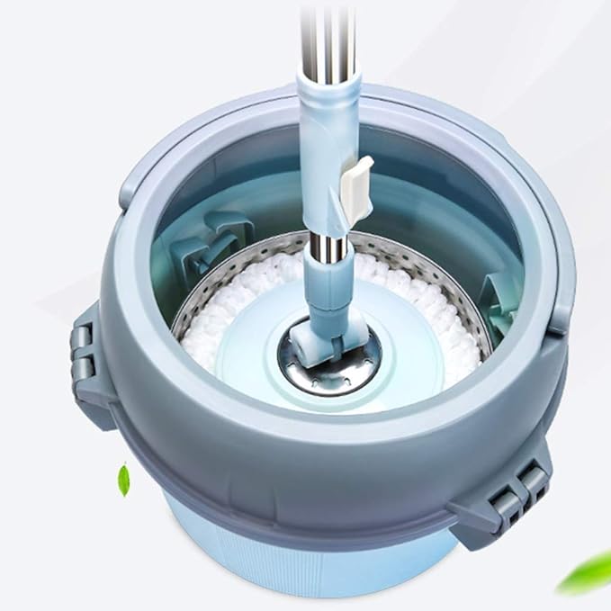 MopSpin Bucket Floor Cleaning System with Extended Adjustable Handle and 2 Microfiber Pads